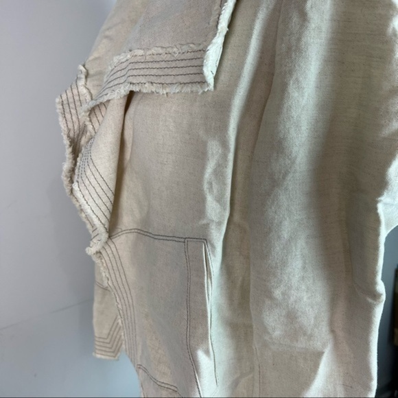 Lafayette 148 tan open front draped neck linen blend womens size small jacket - Picture 6 of 8